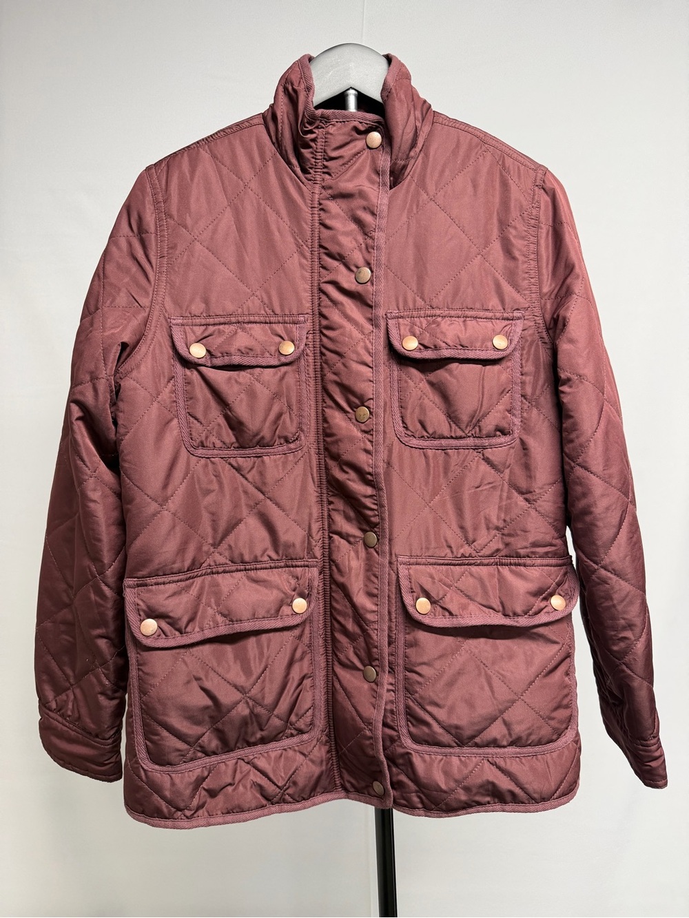 Thread & Supply Quilted Bordeaux Utility Jacket with Snap Pockets
